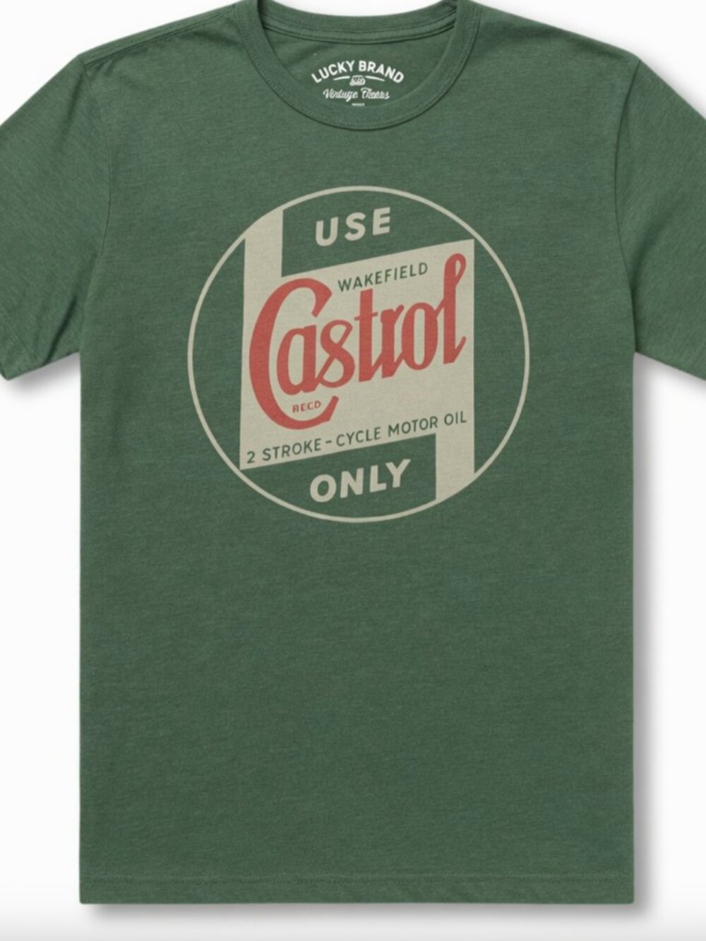 Lucky Brand Castrol Motor Racing Motor Oil T Shirt Men's Medium Washed Green